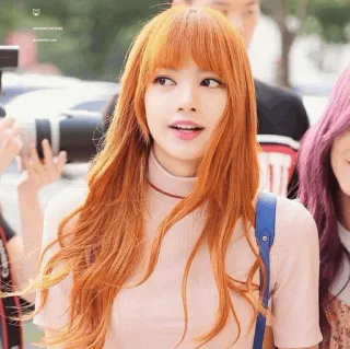 💕 Lisa pessoa, mulher, cabelo laranja, kpop, cantora, Lisa whatsapp sticker