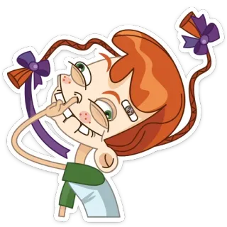 😜 girl, cartoon, bandage, red hair, funny, child telegram sticker