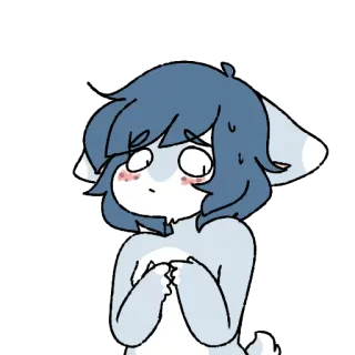 💧 Anime, Carino, Sticker, Arte digitale, Blu, Rossore telegram sticker