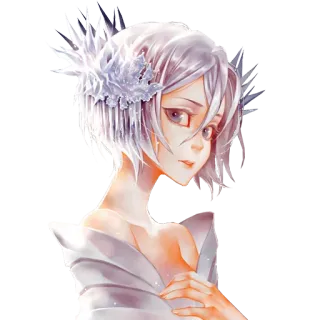 😶 Anime, Fille, Cheveux blancs, Glace, Portrait whatsapp sticker