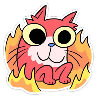 🔥 кот, огонь, мультфильм, стикер, смешной, мем telegram sticker
