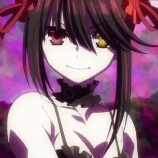 🙂 Kurumi Tokisaki Date A Live อนิเมะ, ผู้หญิง, น่ารัก, ตัวละคร whatsapp sticker
