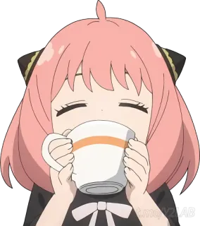 ☕ Anya Forger Spy x Family animé, Spy x Family, Anya Forger, mignon, kawaii, boisson, fille telegram sticker