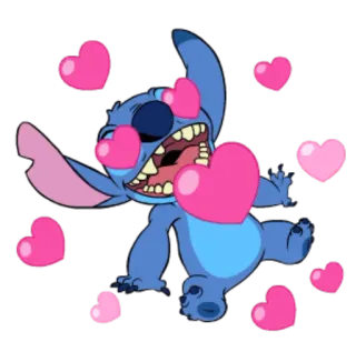 😍 Stitch Lilo & Stitch มนุษย์ต่างดาว, หัวใจ, ความรัก, น่ารัก, ดิสนีย์, การ์ตูน whatsapp sticker