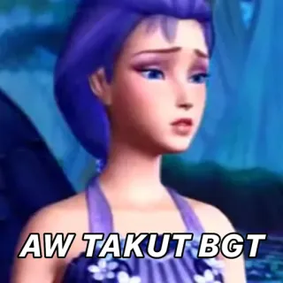 🤮 AW TAKUT BGT Barbie, przestraszony, Meme, animowany, kreskówka telegram sticker