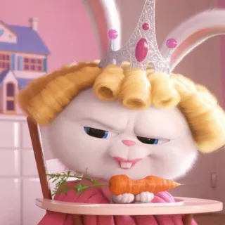 🐰 Snowball The Secret Life of Pets coniglio, carota, principessa, corona, carino whatsapp sticker