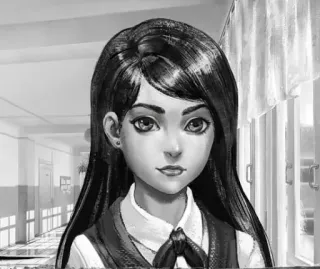 😐 Mädchen, Schule, Schüler, Porträt, Anime telegram sticker