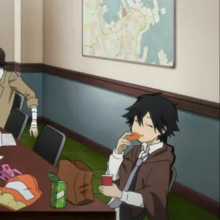 🍡 Ranpo Edogawa Bungo Stray Dogs anime, Ranpo Edogawa, Bungo Stray Dogs, character, eating, kawaii telegram sticker