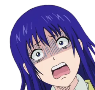 😨 аниме, обеспокоен, в шоке, голубые волосы, девушка telegram sticker