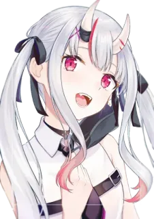 😊 Anime, Fille, Cornes, Mignon, Sourire telegram sticker
