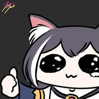 👍 Аниме, Кот, Большой палец вверх, Милый, Мем whatsapp sticker