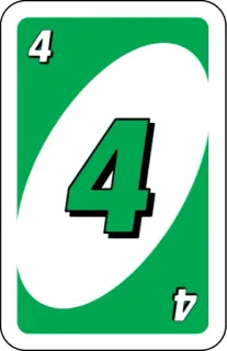 💚 4 number, card, game, uno whatsapp sticker