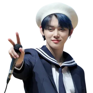 ✌️ personne, homme, béret, veste, microphone, cheveux, portrait telegram sticker