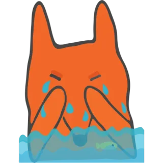 😢 huilen, tranen, verdrietig, oranje, cartoon, emotie telegram sticker