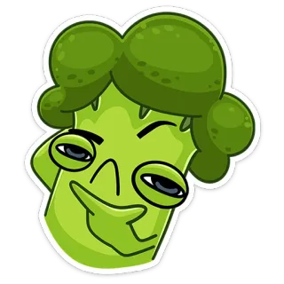 🤔 브로콜리, 채소, 만화, 얼굴, 이모지, 웃긴 telegram sticker