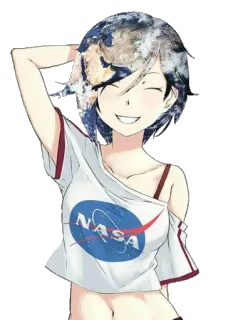 😆 NASA NASA, Earth-chan, Anime, Terra, Camiseta telegram sticker