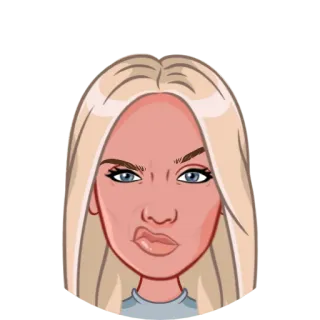🤨 Avatar, Blond haar, Vrouw, Cartoon, Meisje, Selfie telegram sticker