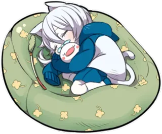 😴 kot, śpiący, anime, słodki, chibi, kawaii, plusz telegram sticker