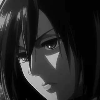 🗡 Mikasa Ackerman Attack on Titan anime, garota, cabelo preto, séria, personagem telegram sticker