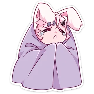 😭 卡通, 动漫, 难过, 哭, 兔子, 卡哇伊, 可爱 whatsapp sticker