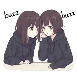 😶 buzz buzz Аниме, Близнецы, Ажиотаж, Милый, Мультфильм telegram sticker