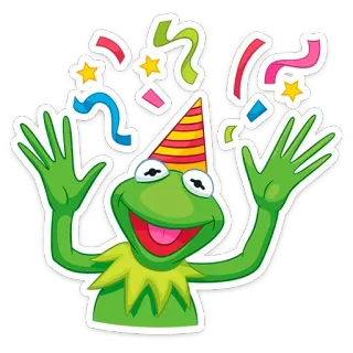 🎉 Kermit party, celebration, birthday, kermit, frog, muppet telegram sticker