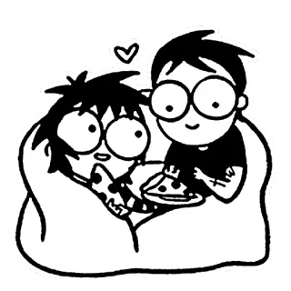 💑 amor, casal, pizza, coração, desenho animado, fofo, amizade whatsapp sticker