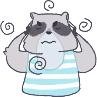 😰 racoon, tired, cartoon, animal, cute telegram sticker