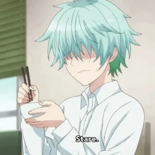 ⏱ Stare. anime, boy, stare, eating, bowl telegram sticker
