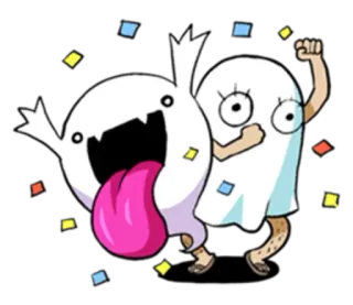 💃 geesten, cartoon, schattig, viering, confetti telegram sticker
