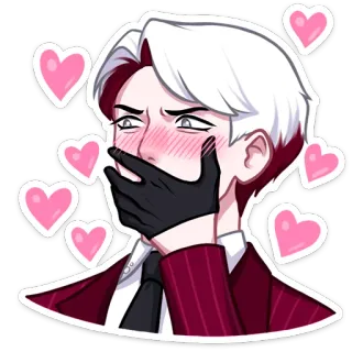 😍 Аниме, Краснеет, Сердечки, Милый, Мужчина telegram sticker