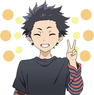 😁 Anime, Frieden, Junge, Glücklich, Lächeln, Cartoon telegram sticker