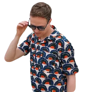 😎 mężczyzna, okulary przeciwsłoneczne, koszula, portret, osoba, casual telegram sticker