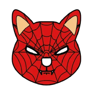 😉 кот, животное, наклейка, паутина, красный, белый, монстр telegram sticker