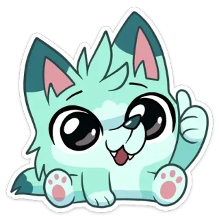 👍 cartoon, animal, cute, sticker, wolf, dog, gesture telegram sticker