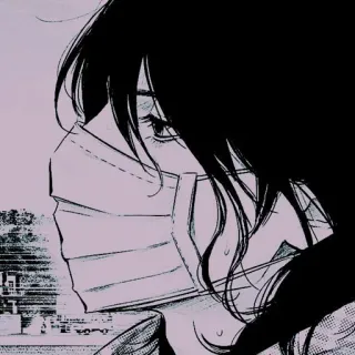 ♾ mascherina, anime, manga, maschera, ragazza, illustrazione whatsapp sticker