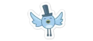 🦅 pájaro, azul, sombrero, dibujos animados, pegatina, alas, lindo whatsapp sticker