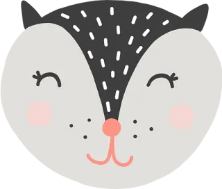 🦊 Tier, niedlich, Stinktier, Cartoon, Gesicht whatsapp sticker