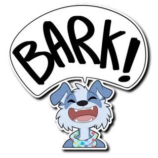 🐶 BARK! anjing, menggonggong, hewan, anak anjing, kartun, gelembung ucapan telegram sticker