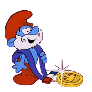 🏅 Papa Smurf Puffi, cartoni animati, oro, magnete, moneta, Grande Puffo telegram sticker