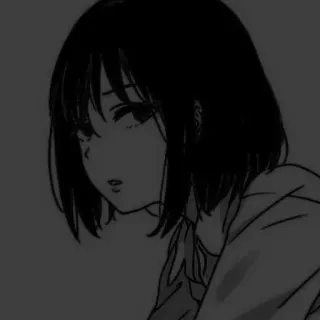 🖤 Anime, Ragazza, Cartone animato, Manga, Triste, Ritratto telegram sticker