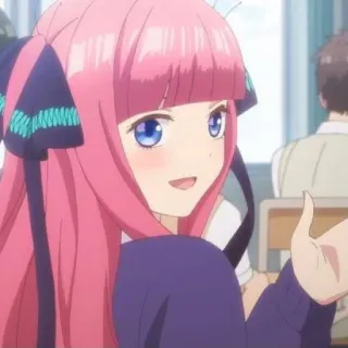 🦋 Nino Nakano The Quintessential Quintuplets anime, pelo rosa, lindo, dibujos animados, Nino, Nakano telegram sticker