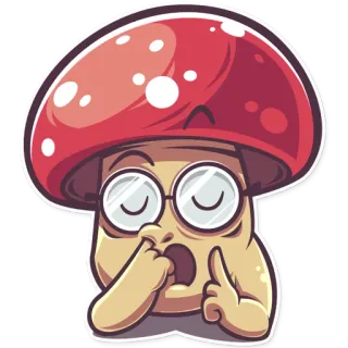 🤓 hongo, dibujo animado, dedo, nariz, personaje, gafas telegram sticker