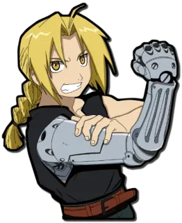 💪 Edward Elric Fullmetal Alchemist อนิเมะ, มังงะ, แขนกลคนแปรธาตุ, เอ็ดเวิร์ด เอลริค, ออโต้เมล, เล่นแร่แปรธาตุ telegram sticker