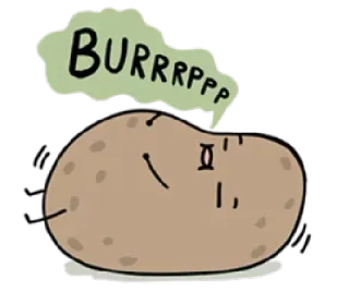 😶 BURRRRPPP potato, cartoon, burp, funny, food, emoji, cute telegram sticker