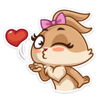 😘 kartun, binatang, kelinci, hati, cinta, lucu whatsapp sticker