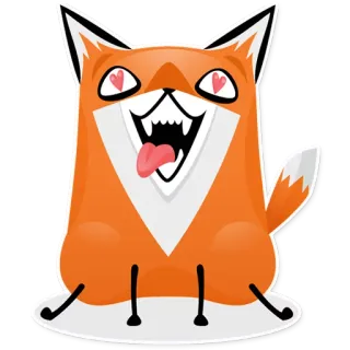 😍 volpe, cartone animato, animale, carino, adesivo, arancione whatsapp sticker