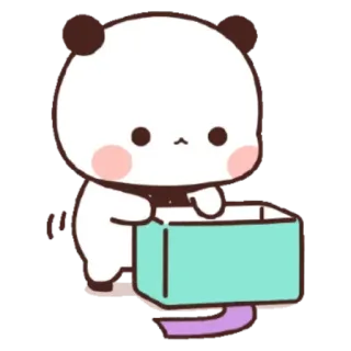 🙄 Панда, Милый, Коробка, Животное, Мультфильм, Наклейка telegram sticker
