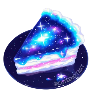 🍰 @CUTEENOTART cake, galaxy, stars, dessert, cute telegram sticker