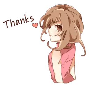 👩 Thanks Anime, Mädchen, Süß, Danke, Herz telegram sticker